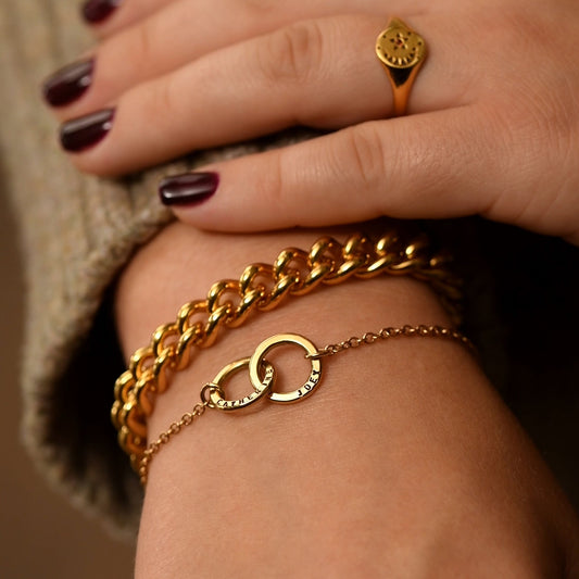 Personalised Double Hoop Two Names Bracelet