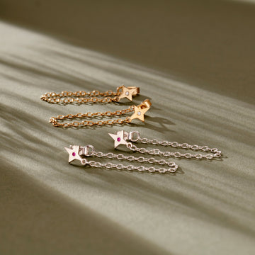 The North Star Birthstone Chain Stud Earrings