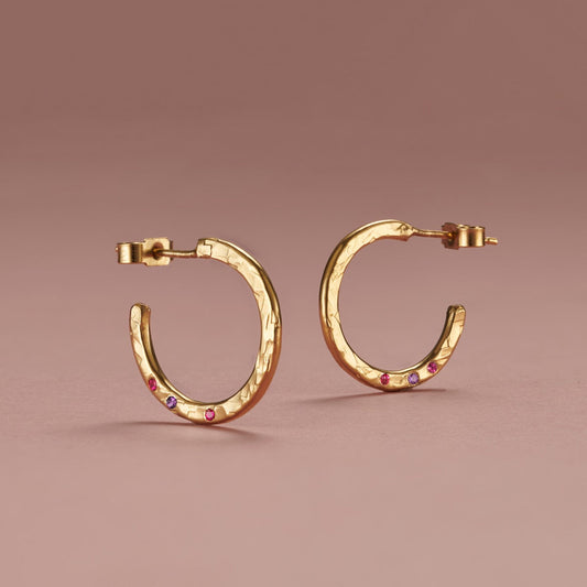 Textured Confetti Birthstone Hoop Earrings