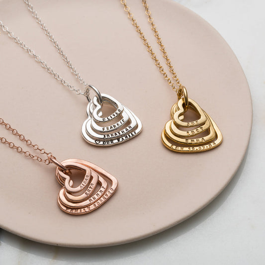 Personalised Deluxe Family Names Heart Necklace