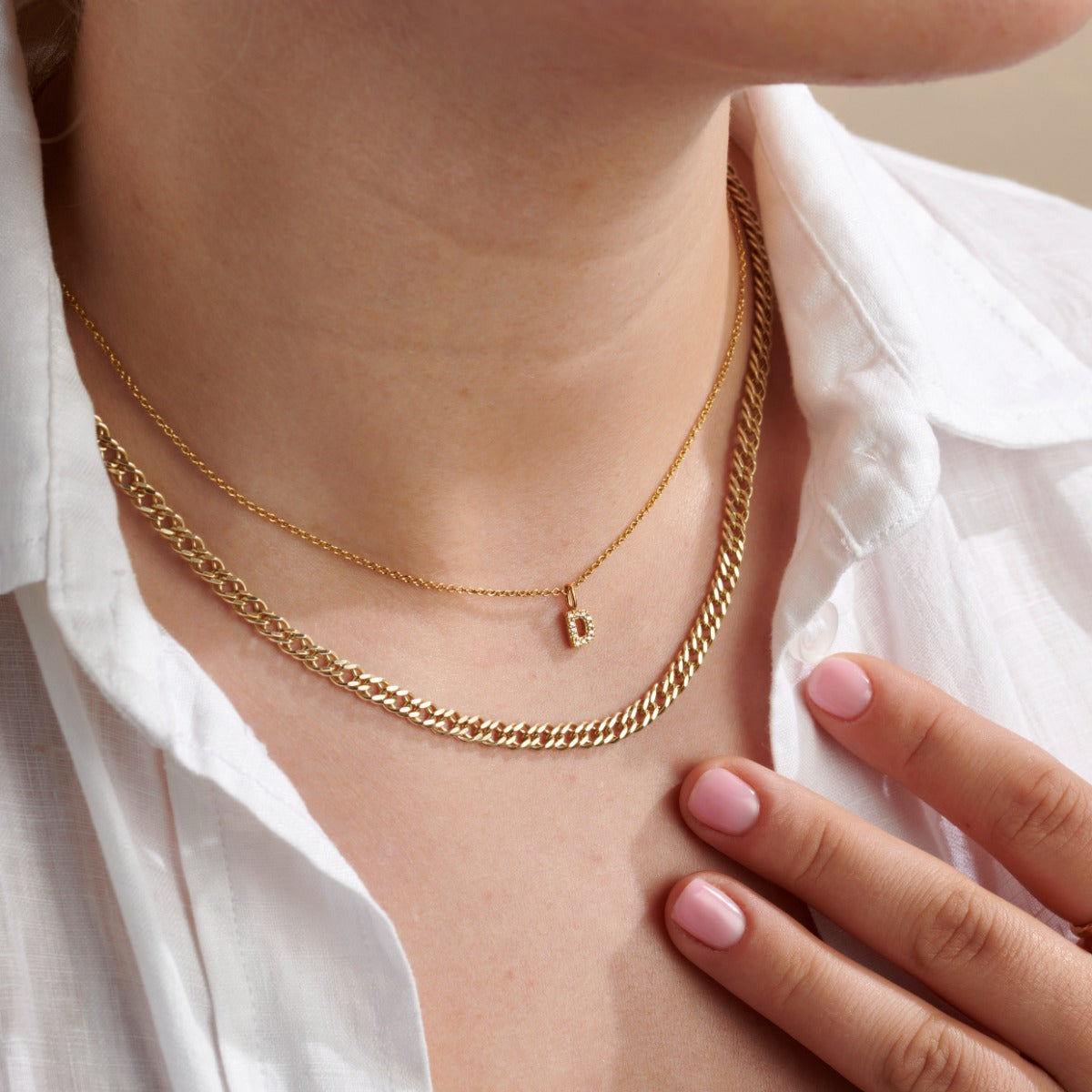 Double Curb Chain Necklace