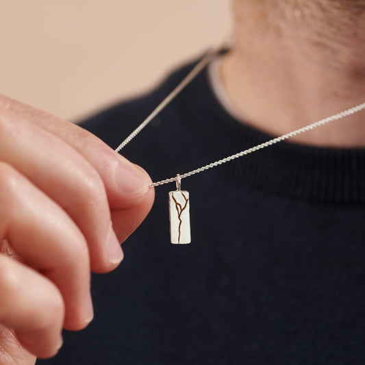 Men's Kintsugi Personalised Tag Necklace